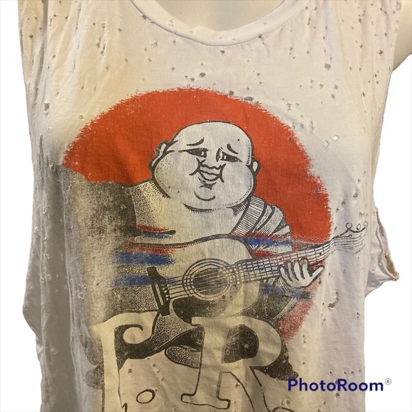 TRUE RELIGION buddha Logo distressed holes muscle tank top - Picture 2 of 7